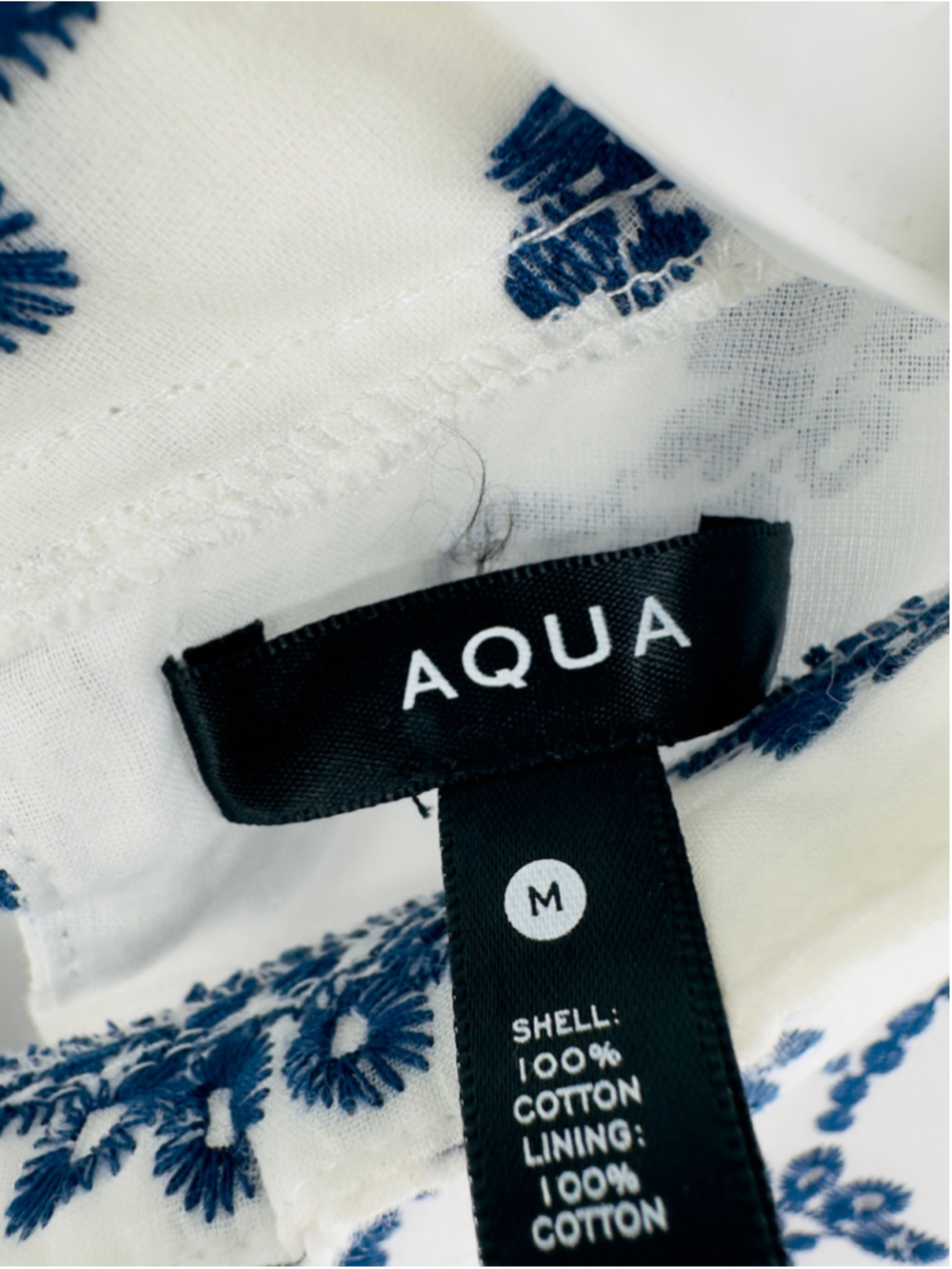 NWT $78 AQUA Navy Blue + White Embroidered PREPPY EYELET Boutique Top WOMENS M - Picture 12 of 12